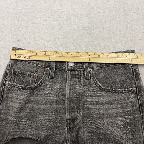 LEVIS Premium 501 Shorts Womens 26 Button Fly High Rise BIG E Distressed Denim - Picture 5 of 12